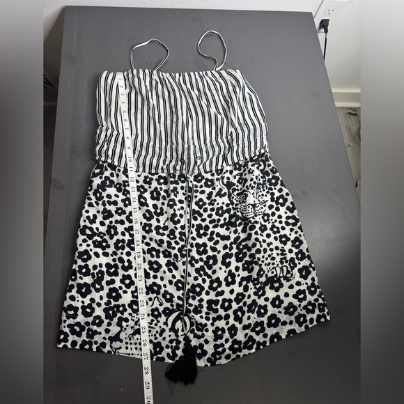 See By Chloe Black White Leopard Striped Silk Mini Dress Sleeveless - Picture 9 of 11